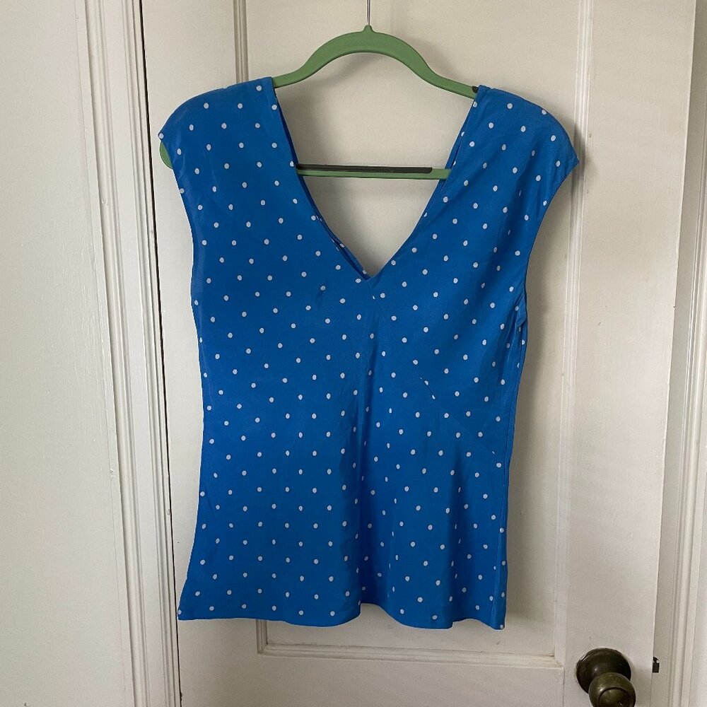 DVF Silk Cap Sleeve V-neck Blouse